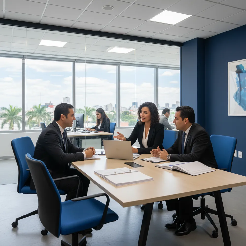 Equipo de una agencia de seguros en junta usando la plataforma Segutrends